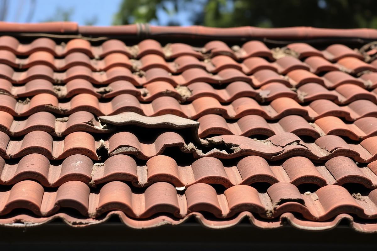 Worn roof before tile to metal conversion in Windsor, CA